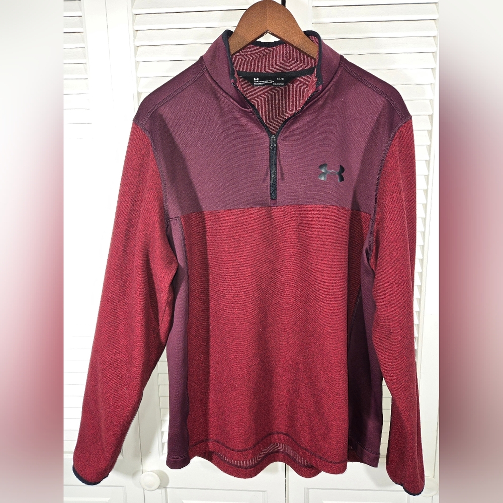 Under Armour Cold Gear Infrared 1/4 Zip Fleece Pullover Shirt Maroon Sz L